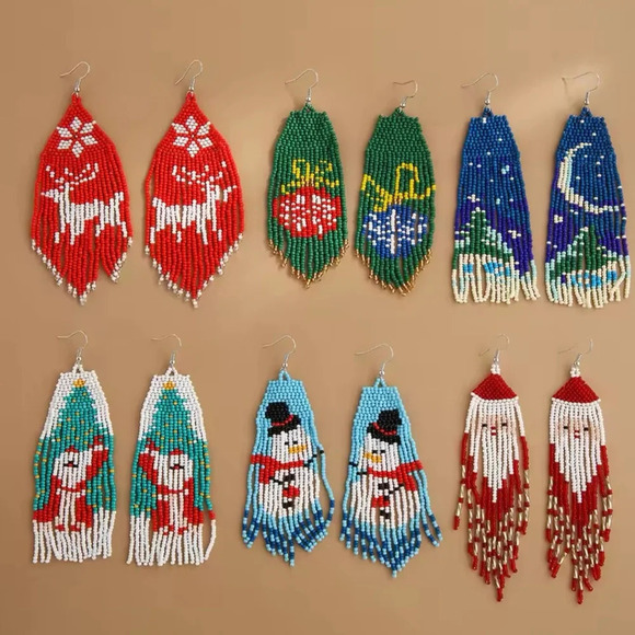 Free People Reindeer Bohemian Tassel Beaded Earrings - Picture 3 of 3